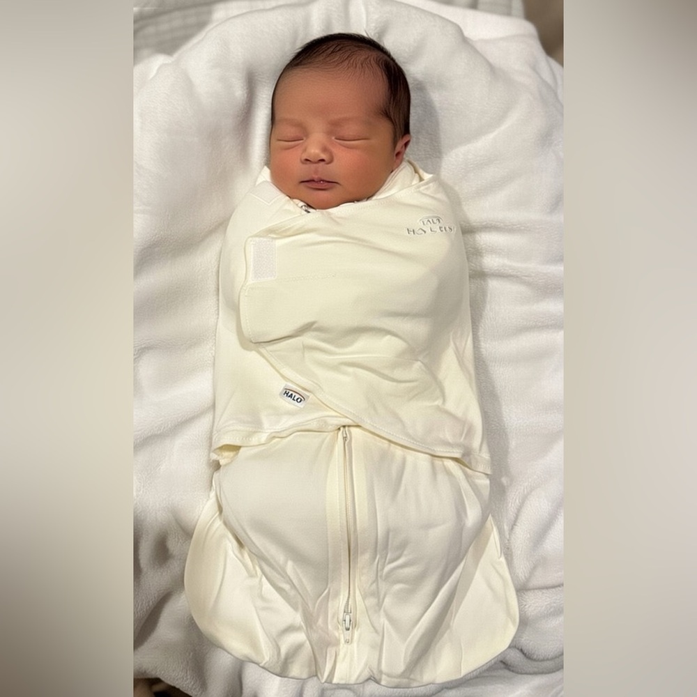 Halo Baby 3-way Swaddle Sleepsack Off White Newborn 0-3 mo 6-12lbs Cotton Unisex
